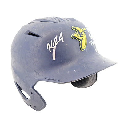 KJ Jackson Savannah Bananas Autographed Inscribed Game Worn Showdown Grand Slam Batting Helmet - Tampa 3/15/25