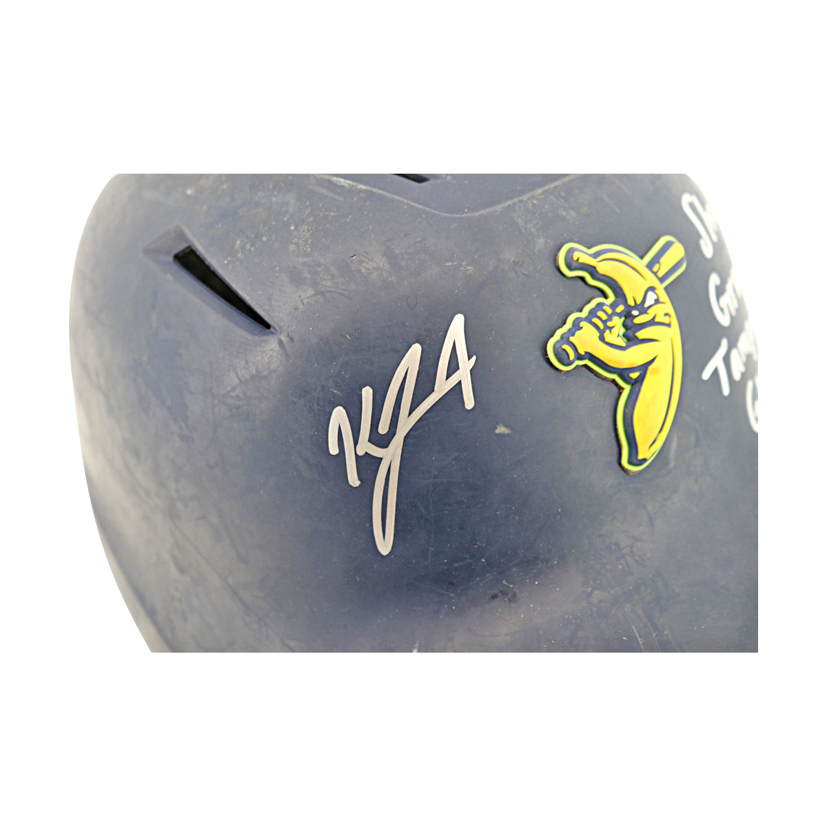 KJ Jackson Savannah Bananas Autographed Inscribed Game Worn Showdown Grand Slam Batting Helmet - Tampa 3/15/25