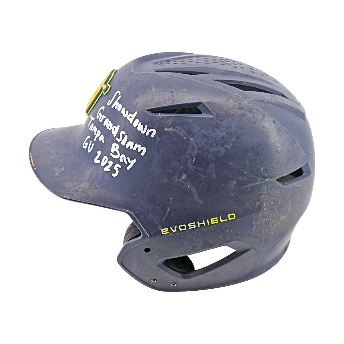 KJ Jackson Savannah Bananas Autographed Inscribed Game Worn Showdown Grand Slam Batting Helmet - Tampa 3/15/25