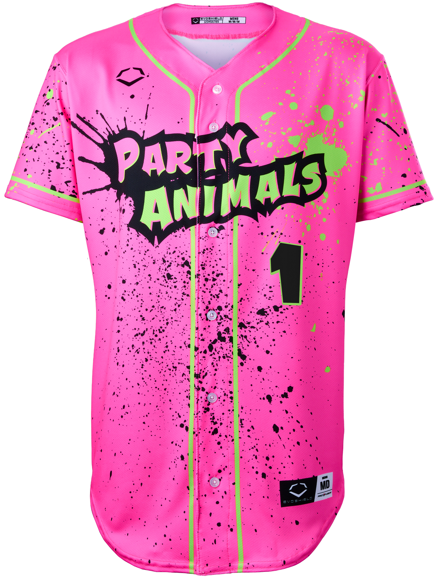 Party Animals Ashton Lansdell #1 Evoshield Jersey - Pink Splatter Paint