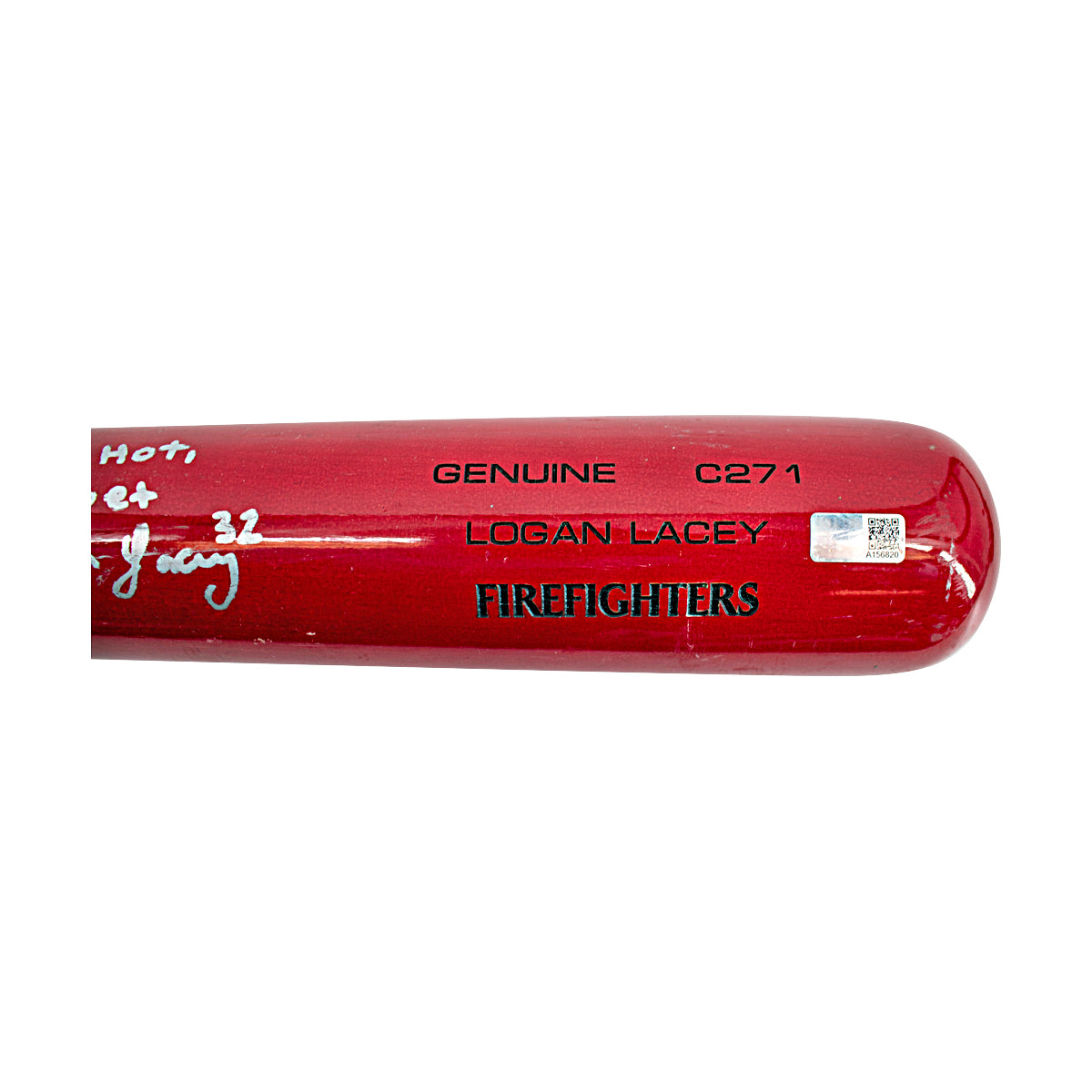 Logan Lacey Autographed and Inscribed Game Model Firefighters Bat