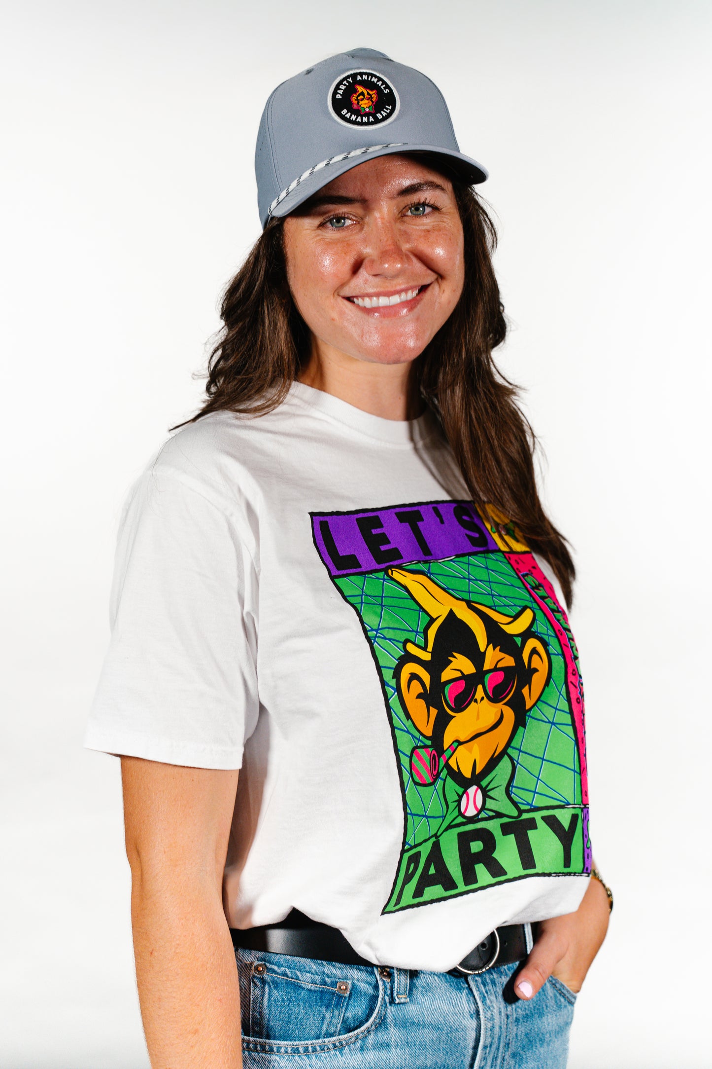 Party Animals Blue84 Bedrock Ringspun T-Shirt - White