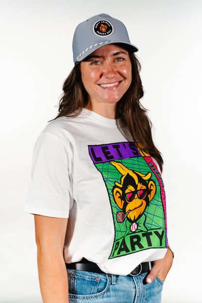 Party Animals Blue84 Bedrock Ringspun T-Shirt - White