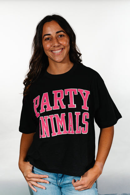 WOMEN'S Party Animals Banner Elk Motley Mid Rise Tee