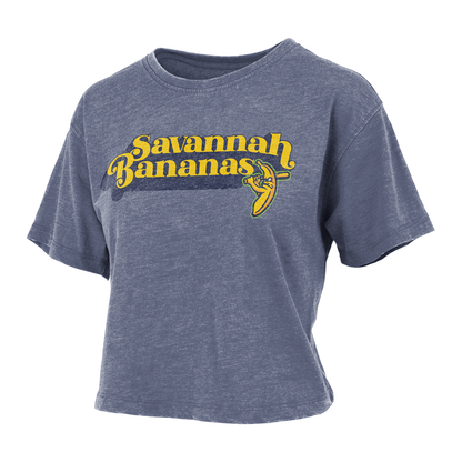 WOMEN'S Bananas Short Sleeve Crop Tee - Heathered Navy