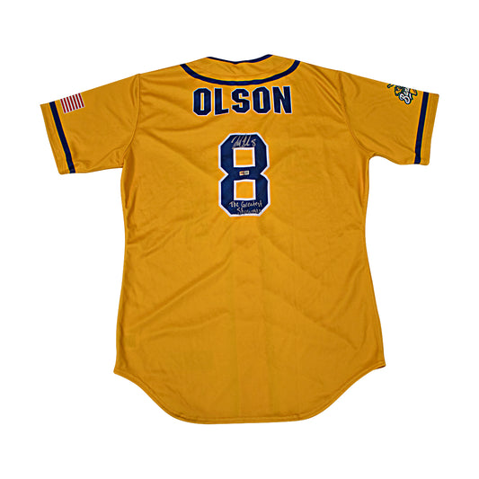 Jackson Olson Autographed and Inscribed Game Worn Savannah Bananas Jersey from 2024 Season