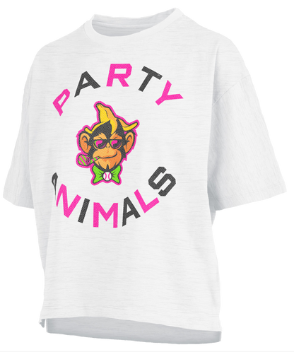 WOMEN'S Party Animals Hilton Motley Mid Rise Tee - White