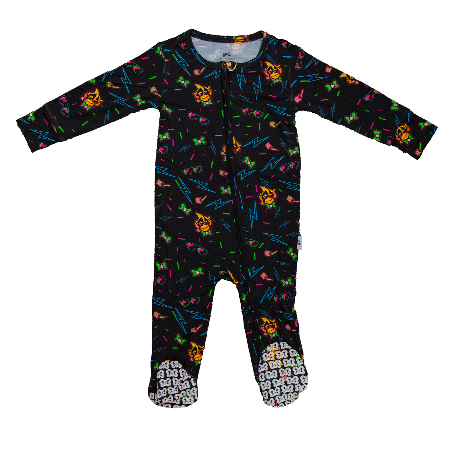INFANT/TODDLER Party Animals Neon Double Zip Footie Pajamas