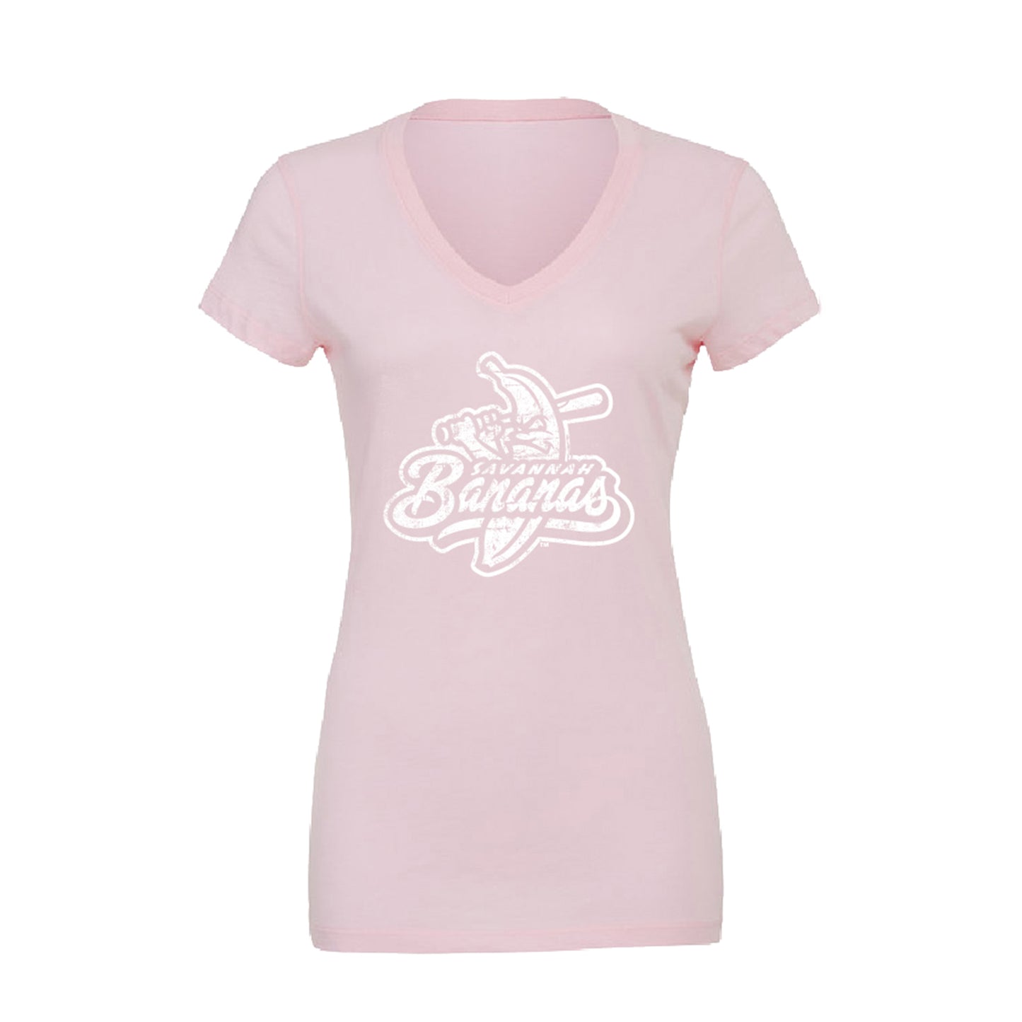 WOMEN'S Bananas Short Sleeve Primary Logo V-Neck Tee - Light Pink