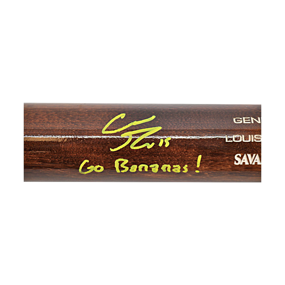 Robert Anthony Cruz Savannah Bananas Autographed Inscribed 'Go Bananas' LS CR02 Game Model Brown 2025 Bat