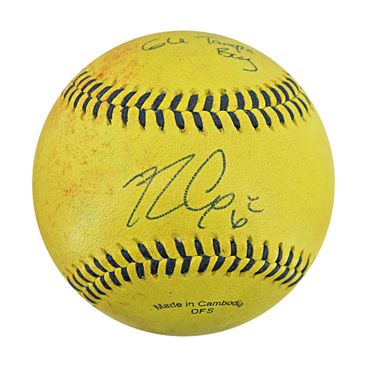 Ryan Cox Savannah Bananas Autographed and Inscribed Game Used Banana Ball from 3/15/25 at Tampa - Top 6 Trick Play