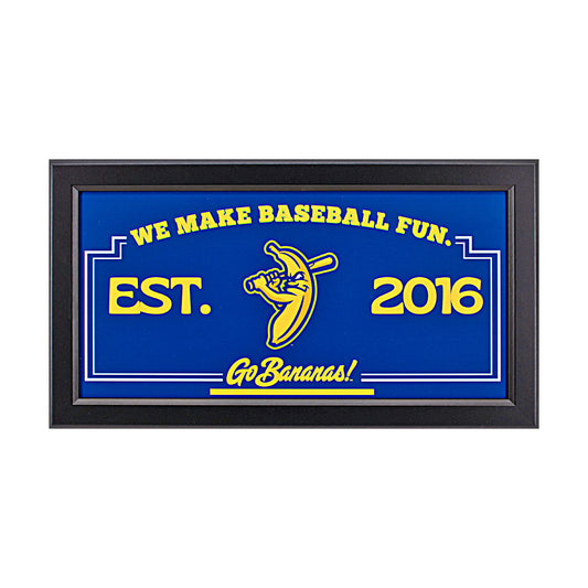 Savannah Bananas Framed We Make Baseball Fun Sign - 12"x22"