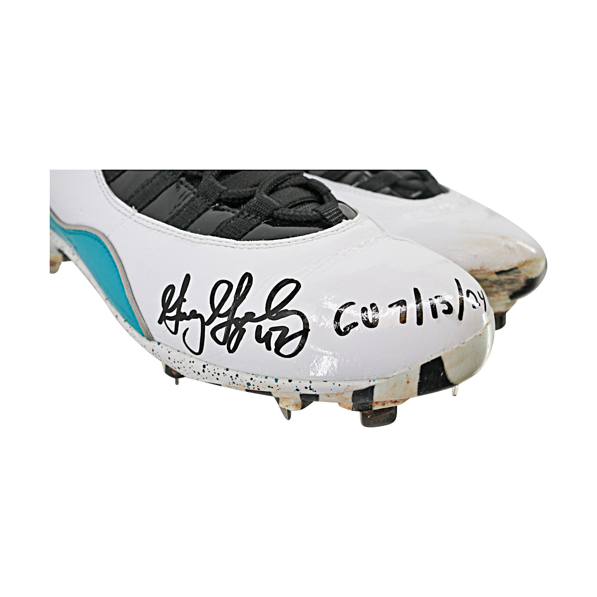 Gio Gonzalez "Former Washington National" Autographed Inscribed Game Worn Pair of Size 11 Nike Jordan Cleats from Savannah Bananas Game at Nationals Park 7/13/2024