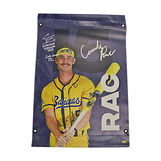 Robert Anthony Cruz 'RAC' Autographed Inscribed Savannah Bananas 2024 Grayson Stadium 24"x35" Vinyl Banner