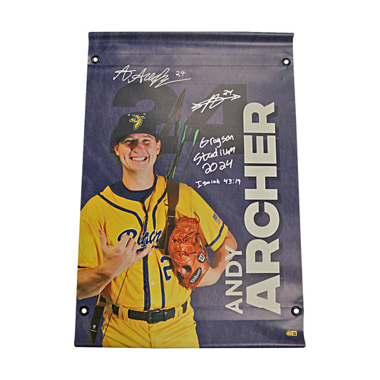 Andy Archer Autographed Inscribed Savannah Bananas 2024 Grayson Stadium 24"x35" Vinyl Banner