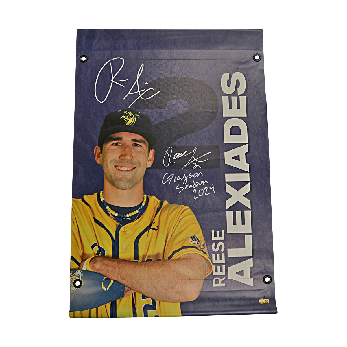 Reese Alexiades Autographed Inscribed Savannah Bananas 2024 Grayson Stadium 24"x35" Vinyl Banner