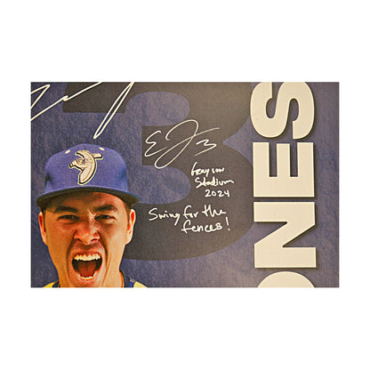 Eric Jones Autographed Inscribed Savannah Bananas 2024 Grayson Stadium 24"x35" Vinyl Banner
