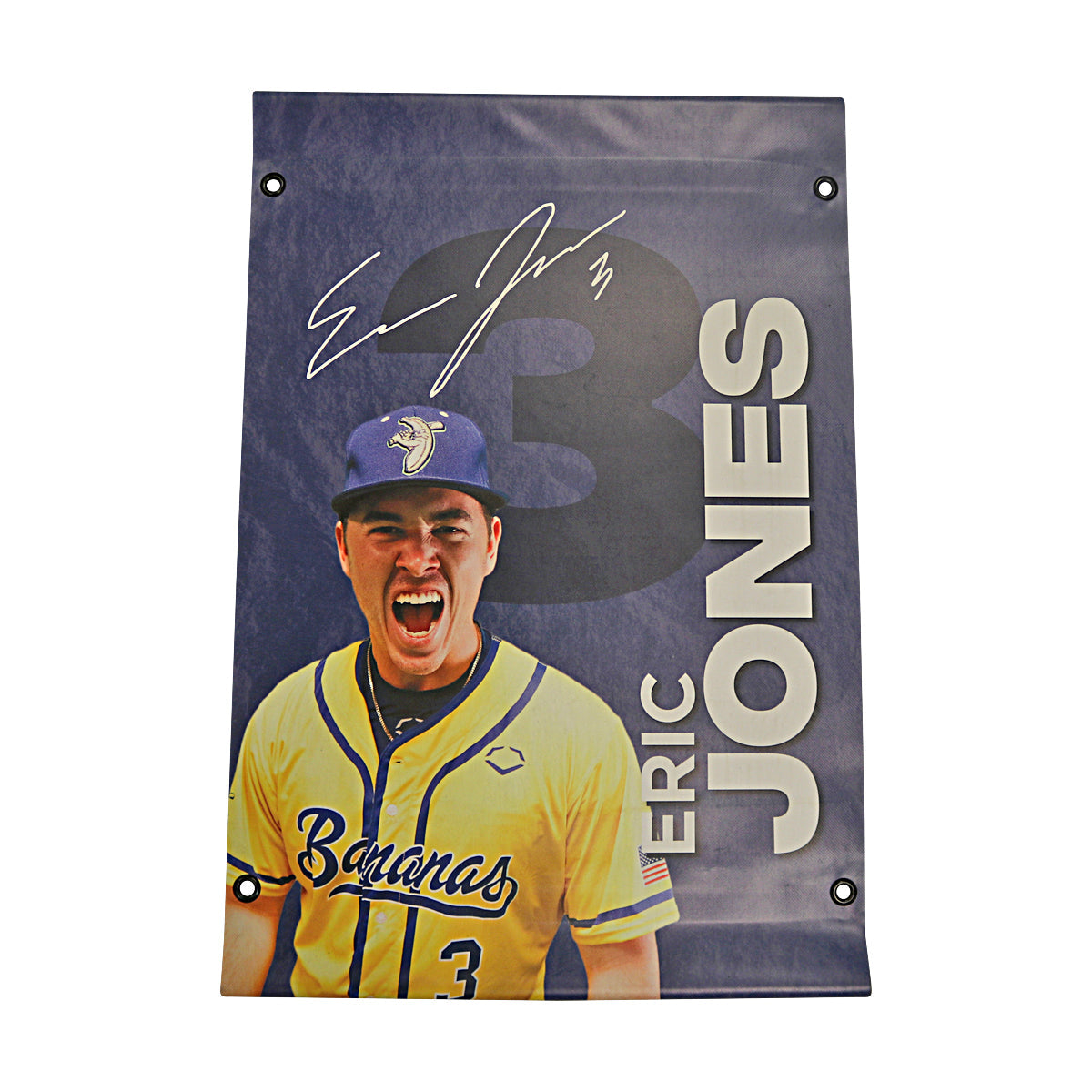 Eric Jones Autographed Inscribed Savannah Bananas 2024 Grayson Stadium 24"x35" Vinyl Banner
