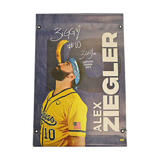 Alex Ziegler Autographed Inscribed Savannah Bananas 2024 Grayson Stadium 24"x35" Vinyl Banner