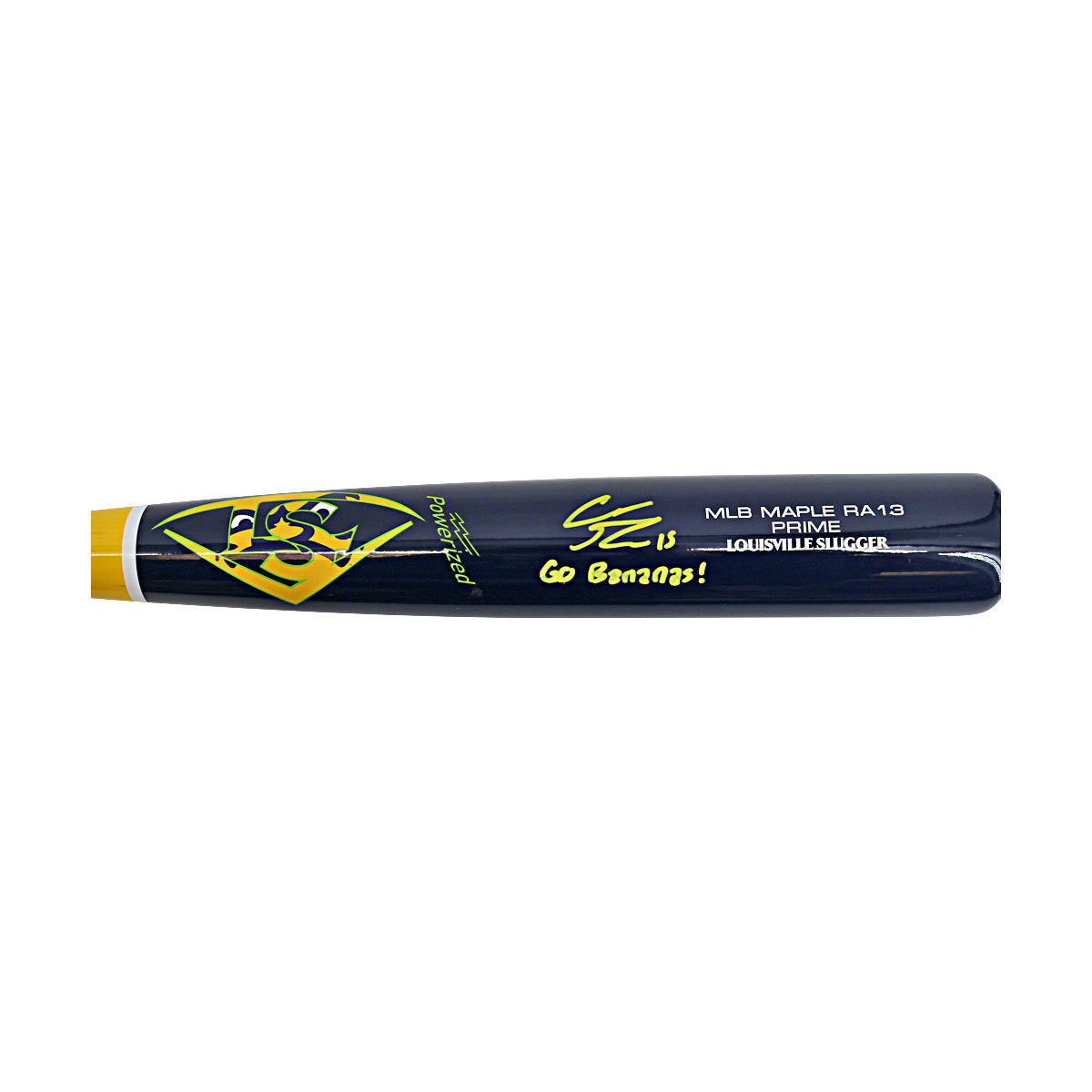 Robert Anthony Cruz Savannah Bananas Autographed Inscribed 'Go Bananas' LS RA13 Game Model 2025 Bat