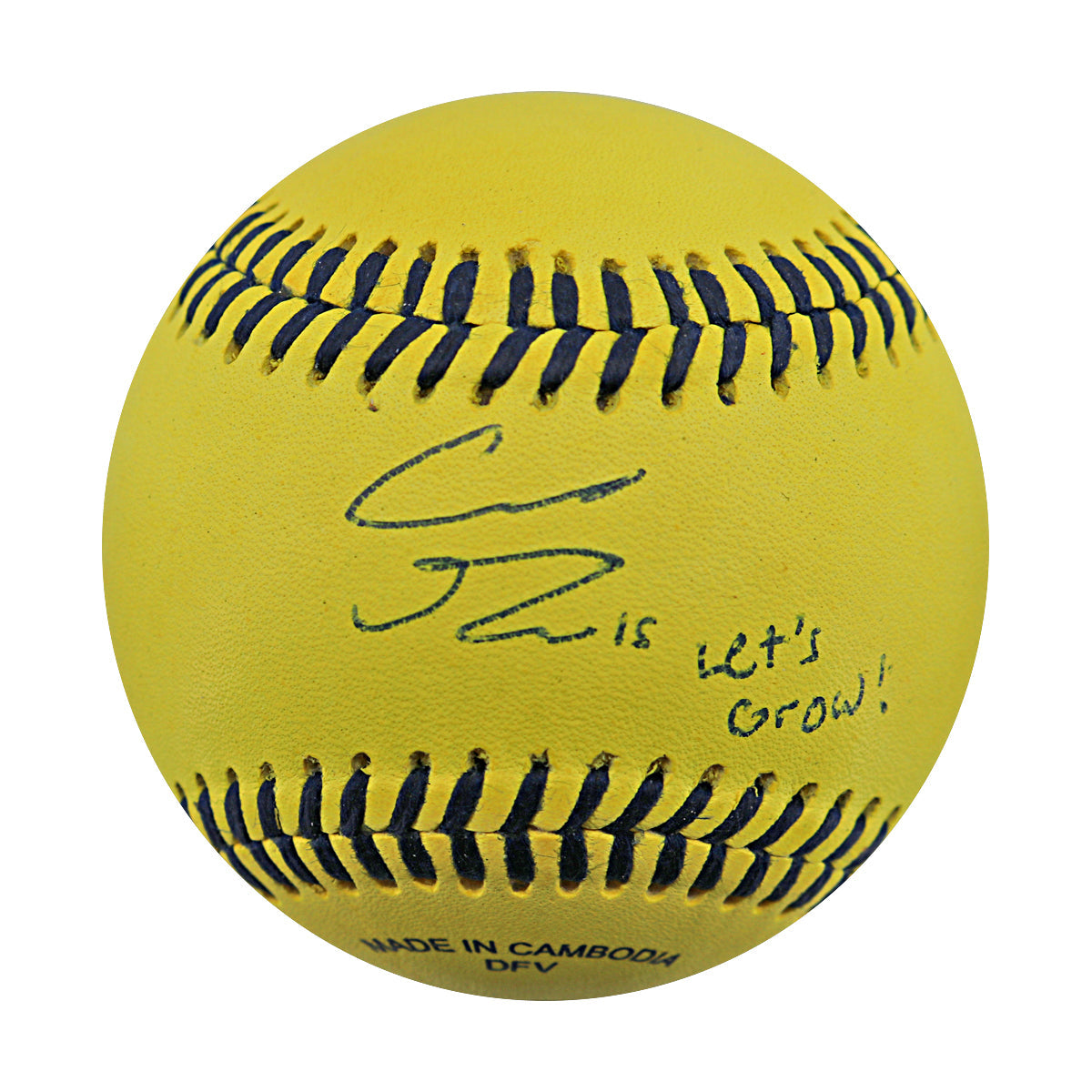 Robert Anthony Cruz Savannah Bananas Autographed Inscribed 'Lets Grow' Wilson Banana Ball