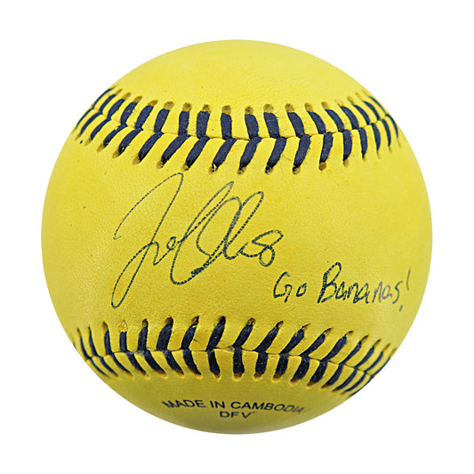Jackson Olson Savannah Bananas Autographed Inscribed 'Go Bananas' Wilson Banana Ball