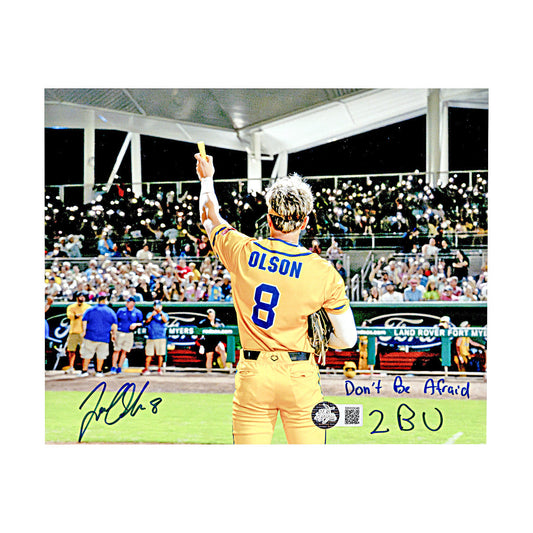 Jackson Olson Autographed Inscribed 'Don't Be Afraid 2BU' Savannah Bananas 8x10 Photograph