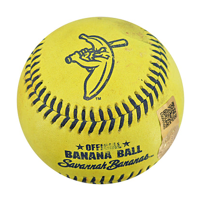 Andy Cosgrove Party Animals Autographed and Inscribed Game Used Banana Ball from 3/29/25 at Atlanta - Top 1st Foul Ball