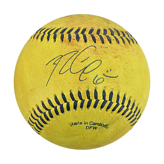 Ryan Cox Savannah Bananas Autographed and Inscribed Game Used Banana Ball from 3/29/25 at Atlanta - Top 2 Trick Play