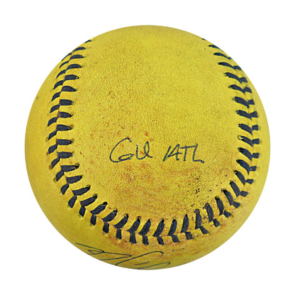 Ryan Cox Savannah Bananas Autographed and Inscribed Game Used Banana Ball from 3/29/25 at Atlanta - Top 2 Trick Play
