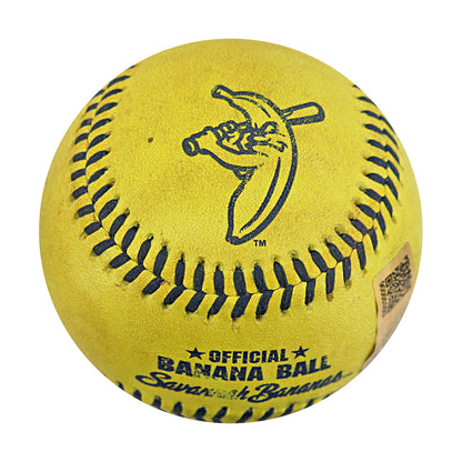 Ryan Cox Savannah Bananas Autographed and Inscribed Game Used Banana Ball from 3/29/25 at Atlanta - Top 2 Trick Play