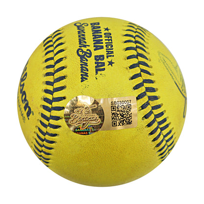 Ty Jackson Savannah Bananas Autographed and Inscribed Game Used Banana Ball from 3/29/25 at Atlanta - Top 2 Trick Play