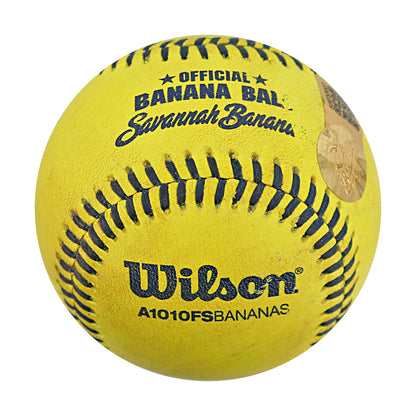 Ty Jackson Savannah Bananas Autographed and Inscribed Game Used Banana Ball from 3/29/25 at Atlanta - Top 2 Trick Play