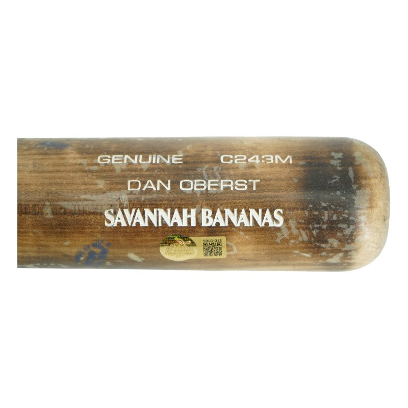 Dan Oberst Savannah Bananas Autographed Game Used LS Genuine C243M Bat
