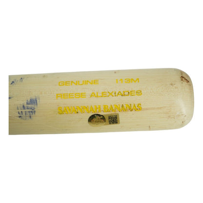 Reese Alexiades Savannah Bananas Autographed Game Used LS Genuine  I13M Bat