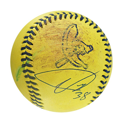 Ubaldo Jiminez Bananas Autographed Official Banana Ball w/Case 8.9.25 Coors Field 