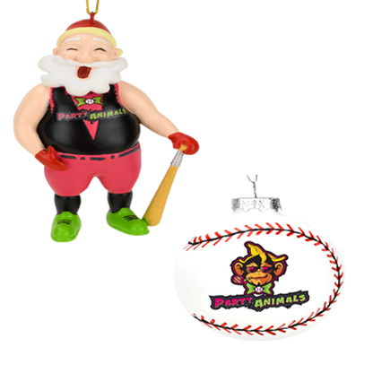 Party Animals Santa and Ball Ornament Set