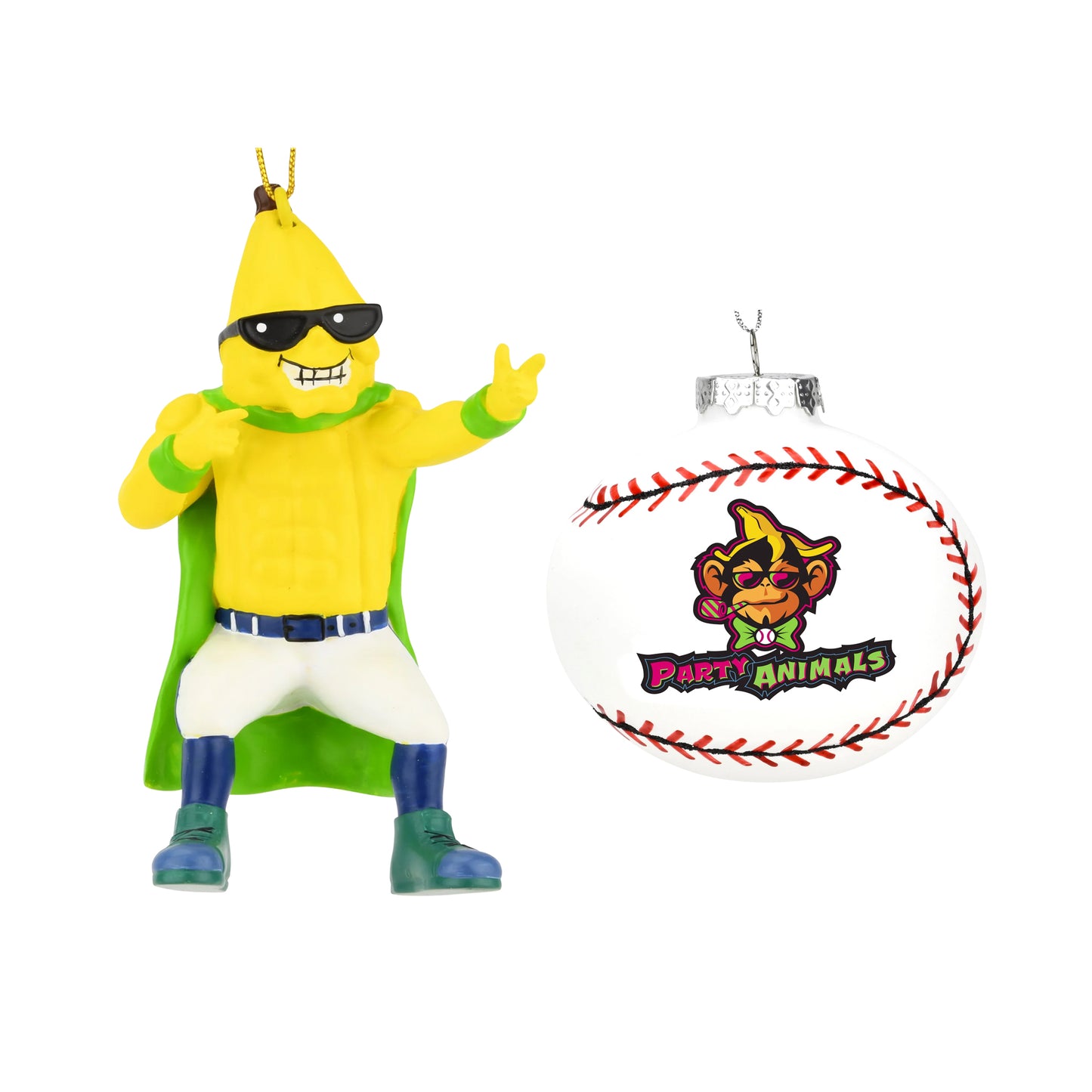 Bananas Split and Party Animals Ball Ornament Set