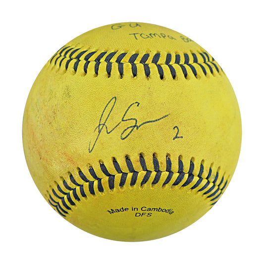 Jason Swan Party Animals Autographed and Inscribed Game Used Banana Ball from 3/15/25 at Tampa - Top 4 Foul Ball