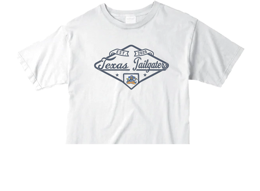 WOMENS Tailgaters Blue84 Diamond Ringspun Crop - White