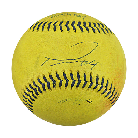 Tanner Thomas Party Animals Autographed and Inscribed Game Used Banana Ball from 3/15/25 at Tampa - Top 9 Foul Ball