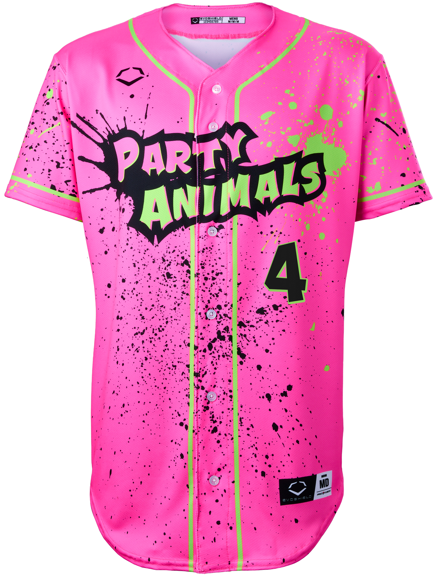 Party Animals Tanner Thomas #4 Evoshield Jersey - Pink Splatter Paint