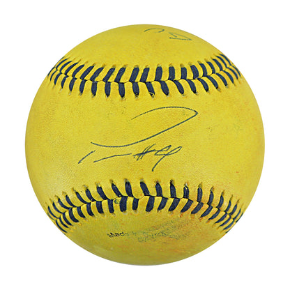 Tanner Thomas Party Animals Autographed and Inscribed Game Used Banana Ball from 3/15/25 at Tampa - Top 7 Foul Ball