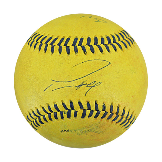 Tanner Thomas Party Animals Autographed and Inscribed Game Used Banana Ball from 3/15/25 at Tampa - Top 7 Foul Ball