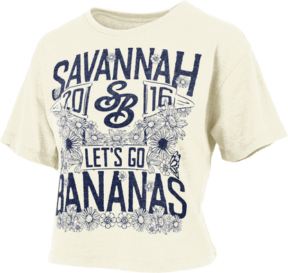 WOMENS Pressbox Bananas Jasmine Ivory Crop Tee