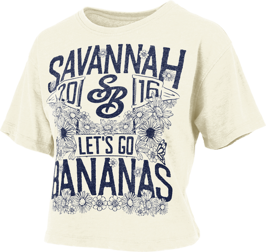 WOMENS Pressbox Bananas Jasmine Ivory Crop Tee