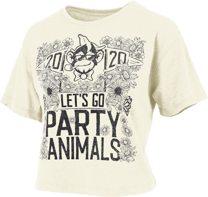 WOMENS Pressbox Party Animals Jasmine Ivory Crop Tee