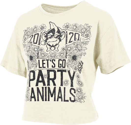 WOMENS Pressbox Party Animals Jasmine Ivory Crop Tee