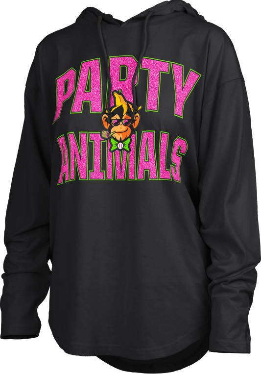 Women's Party Animals Maxima Glitter Light Weight Hoodie - Black