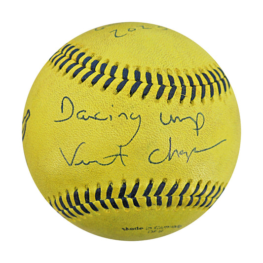 Vincent "The Dancing Umpire" Chapman Autographed and Inscribed Game Used Banana Ball from 3/15/25 at Tampa (1 of 2)